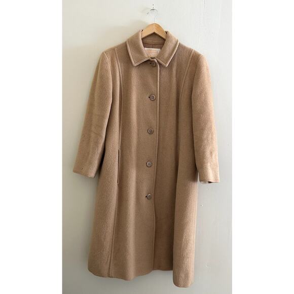Vintage Camel Coat Tan Pendleton 100% Wool Long Overcoat Trenchcoat Women's 12 - Picture 1 of 9